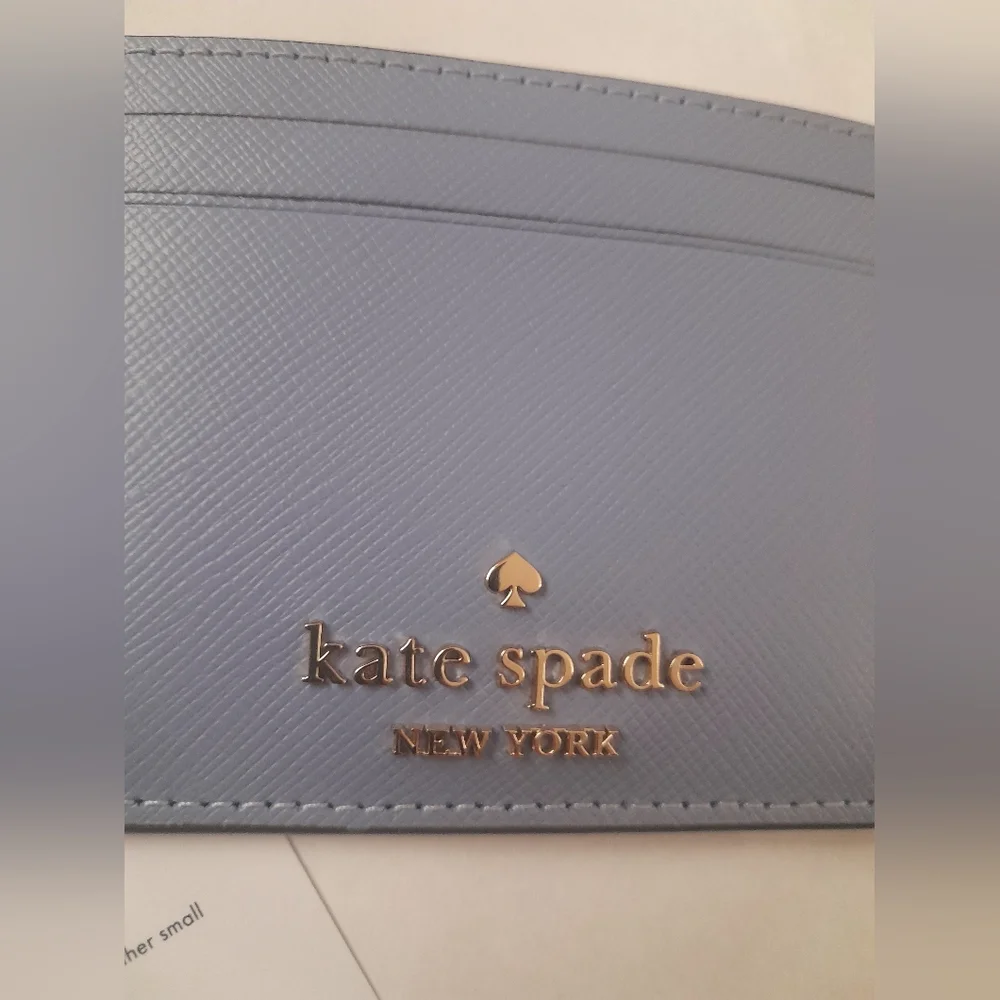 New Kate Spade Maddison Leather Card Case In Frosted Blue NWT